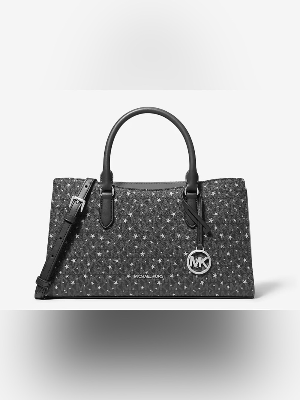 Michael Kors Black Star-Print Arden Leather Satchel with matching wallet - Picture 2 of 13